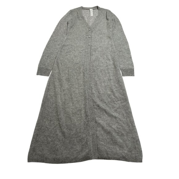 ALO Yoga Sheer Cashmere Long Cardigan in Athletic Heather Grey - Picture 1 of 5